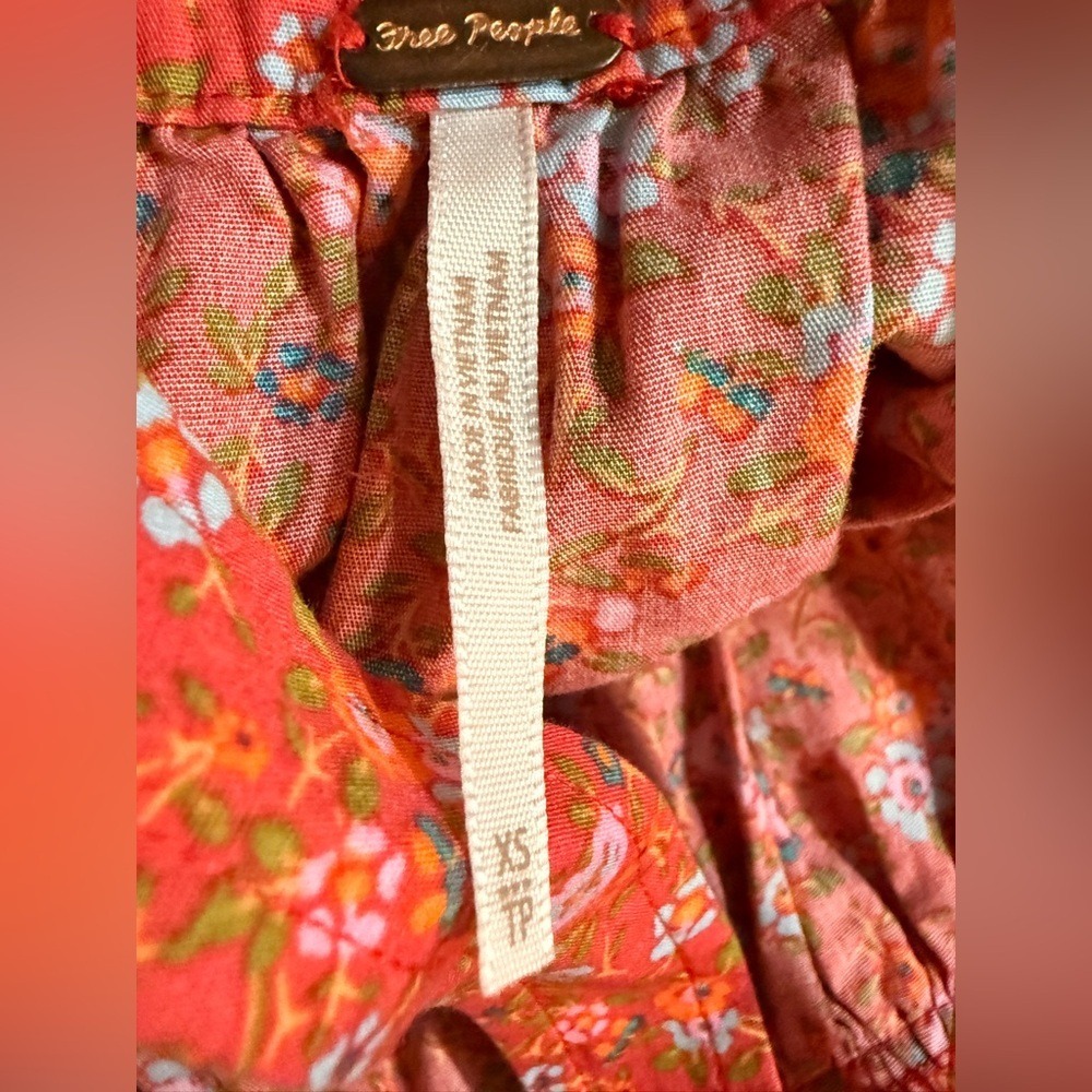 NWT Free People Petunia Mini Overall Dress Pink Poppy Combo Floral Smocked XS - Picture 3 of 15